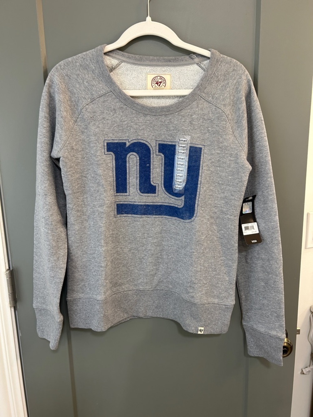 47 Women's Gray Crewneck with Blue NY Logo Size Small